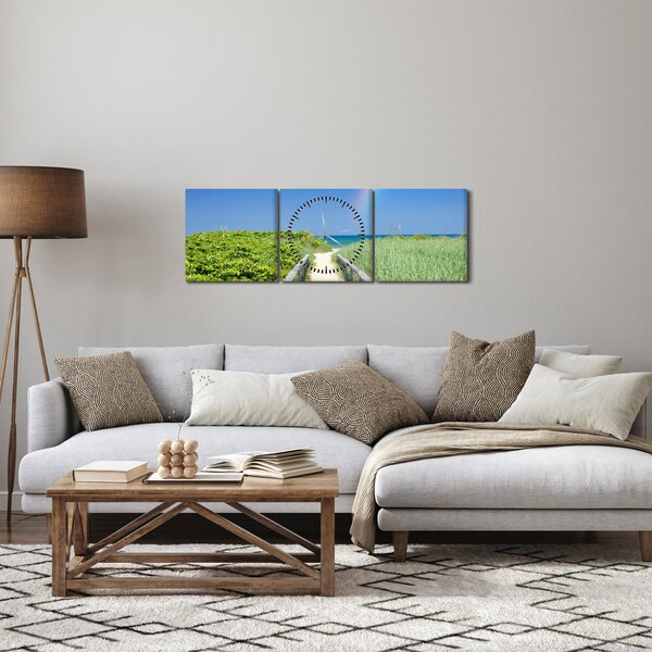 Slika - Pejzaž i duga (sa satom) (90x30 cm)