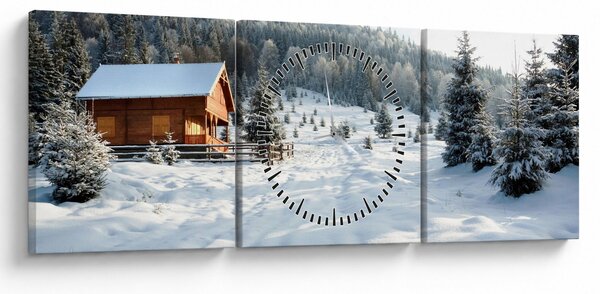 Slika - Planinska koliba (sa satom) (90x30 cm)