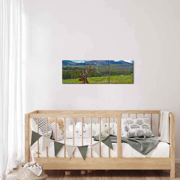 Slika - Jelen na livadi (sa satom) (90x30 cm)