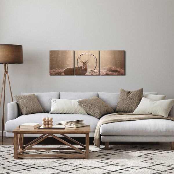 Slika - Jelen u šumi (sa satom) (90x30 cm)