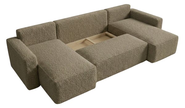 Razvlačna U kutna garnitura SMART BOUCLE 303x143 cm, tamno bež