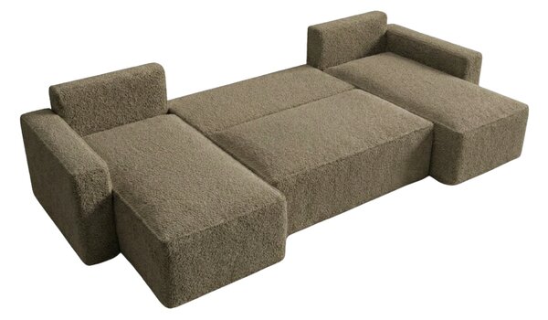 Razvlačna U kutna garnitura SMART BOUCLE 303x143 cm, tamno bež