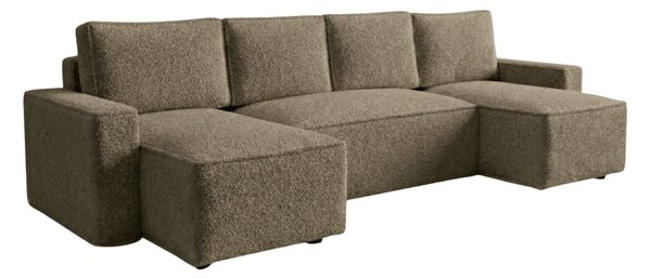 Razvlačna U kutna garnitura SMART BOUCLE 303x143 cm, tamno bež