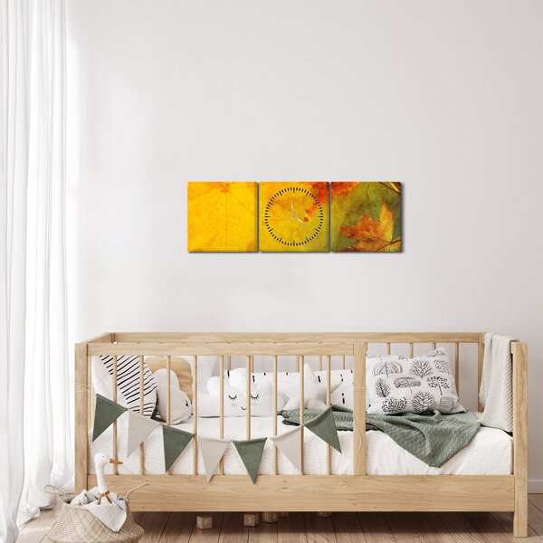 Slika - Jesenje lišće (sa satom) (90x30 cm)