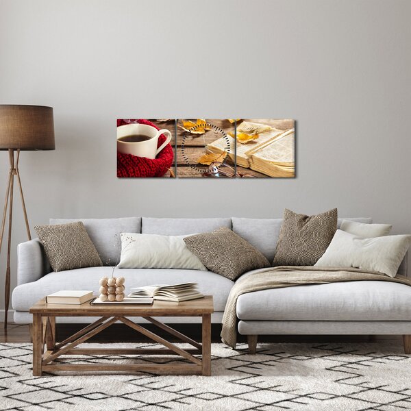 Slika - Jesenska šalica čaja (sa satom) (90x30 cm)