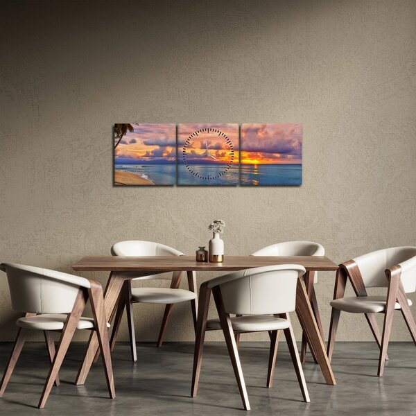 Slika - Zalazak sunca na plaži (sa satom) (90x30 cm)
