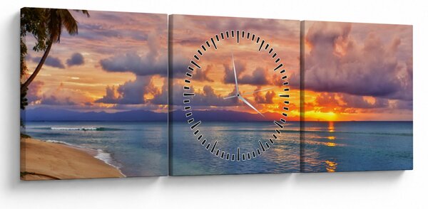 Slika - Zalazak sunca na plaži (sa satom) (90x30 cm)