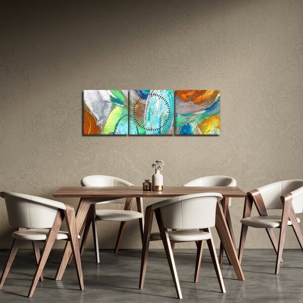 Slika - Apstrakcija boja (sa satom) (90x30 cm)
