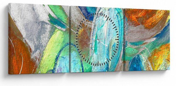 Slika - Apstrakcija boja (sa satom) (90x30 cm)