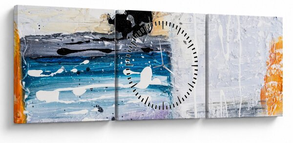 Slika - Apstraktni potezi (sa satom) (90x30 cm)