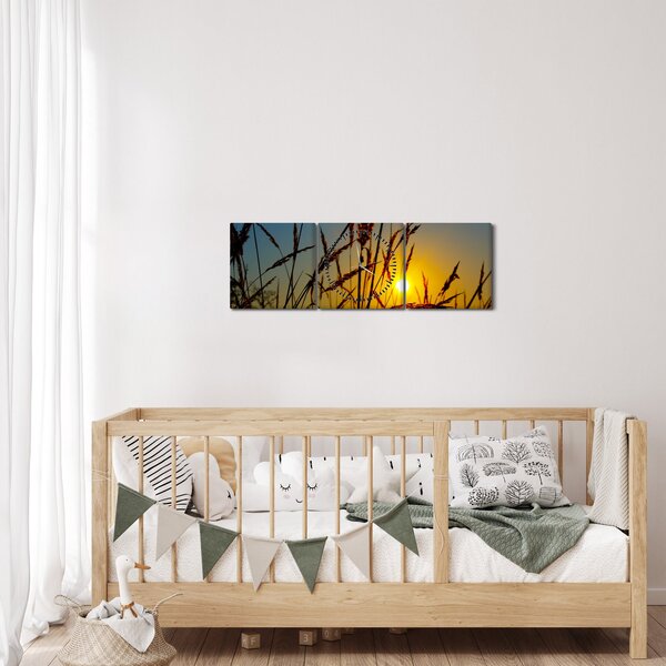 Slika - Zalazak sunca na livadi (sa satom) (90x30 cm)