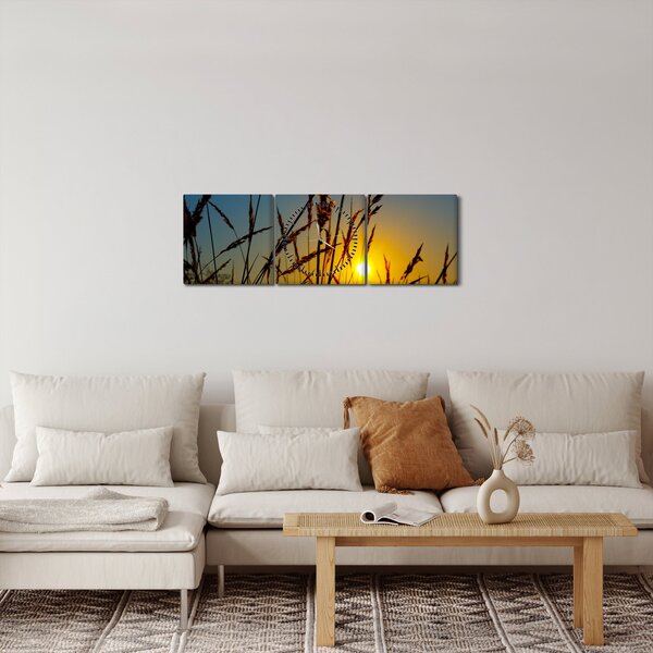 Slika - Zalazak sunca na livadi (sa satom) (90x30 cm)