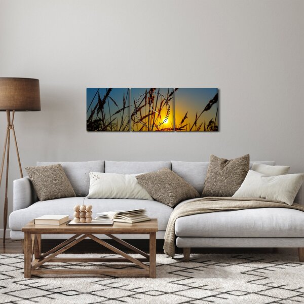 Slika - Zalazak sunca na livadi (sa satom) (90x30 cm)