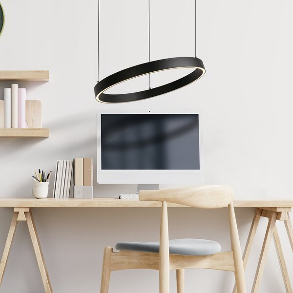 Searchlight Layla LED viseća svjetiljka, crna, Ø 44 cm CCT, podesive visine, prigušiva, Crno, Dnevni boravak/blagovaonica, Metal