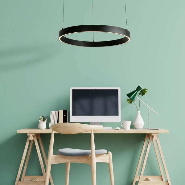 Searchlight Layla LED viseća svjetiljka, crna, Ø 64 cm CCT, podesive visine, prigušiva, Crno, Dnevni boravak/blagovaonica, Metal