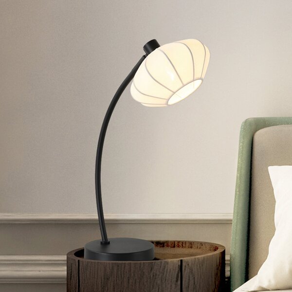 Searchlight Svjetleća stolna lampa, crna i bijela, visina 48 cm, metal tkanina, Crno, Dnevni boravak/blagovaonica, Metal