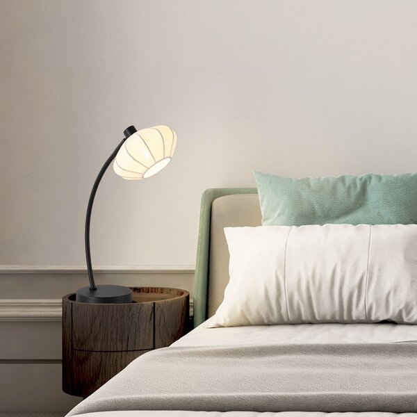Searchlight Svjetleća stolna lampa, crna i bijela, visina 48 cm, metal tkanina, Crno, Dnevni boravak/blagovaonica, Metal