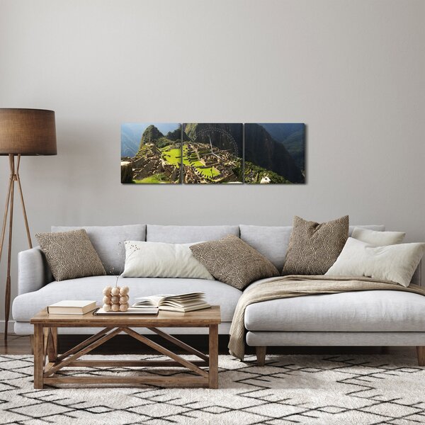 Slika - Lame u Machu Picchu (sa satom) (90x30 cm)