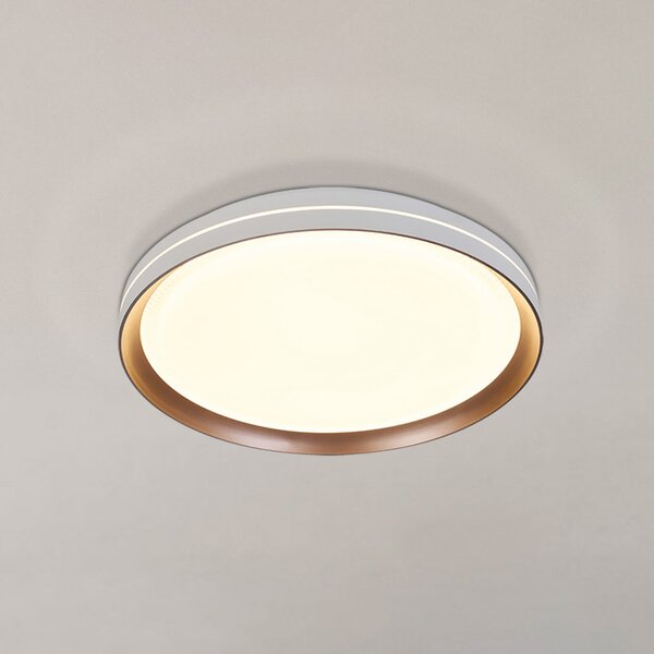 Searchlight LED stropna svjetiljka, bijela/s rebrastim letvicama, Ø 39 cm, željezo/akril, prigušiva, Bijela, Dnevni boravak/blagovaonica, Metal