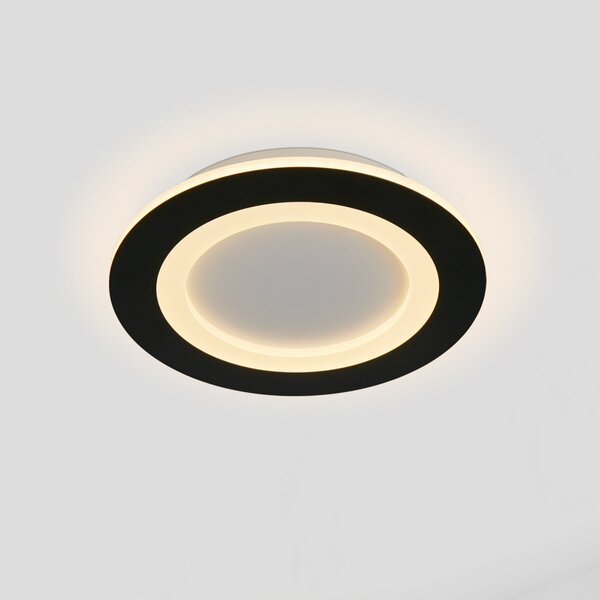 Searchlight LED stropna svjetiljka Ringo, Ø 25 cm, crni i bijeli metal akril, CCT, prigušiva, Crno, Dnevni boravak/blagovaonica, Metal