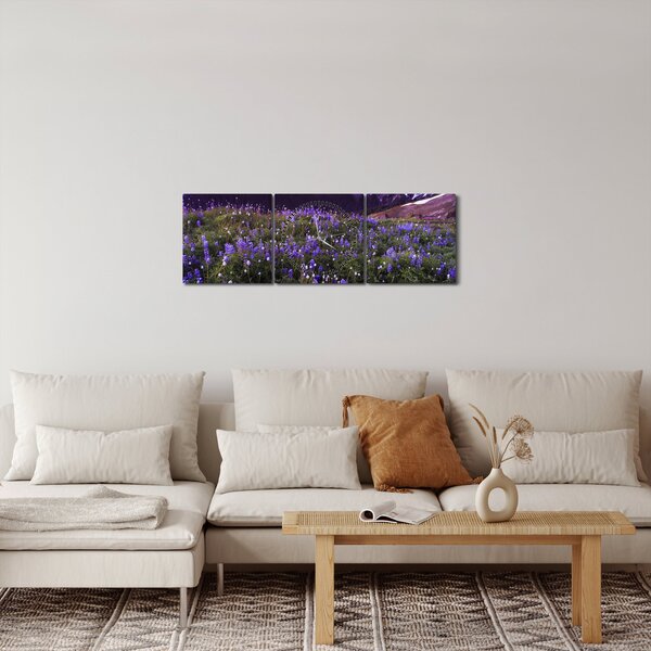 Slika - Vulkan i cvijeće (sa satom) (90x30 cm)