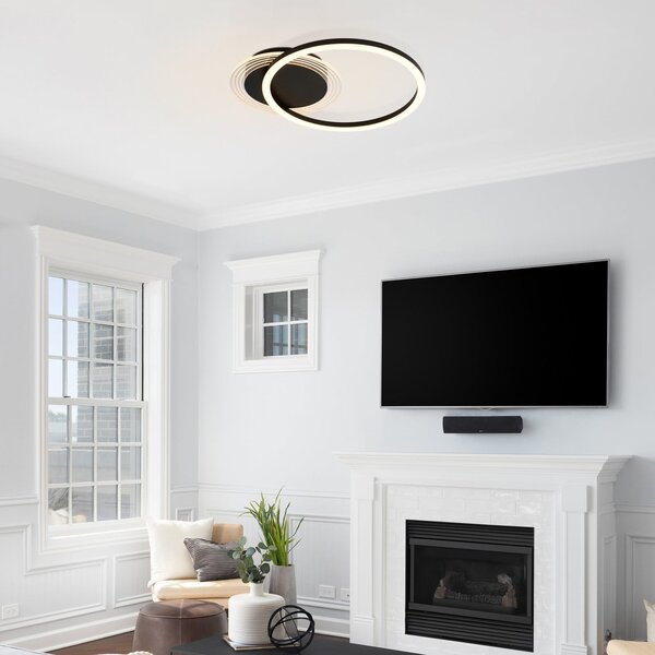 Searchlight LED stropna svjetiljka Contour, mat crna, duljina 40 cm, željezo/akril, prigušiva, Crno, Dnevni boravak/blagovaonica, Metal