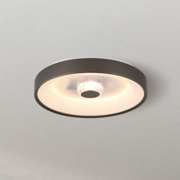 Searchlight LED stropna svjetiljka Polka, latte/bijela, Ø 38 cm, željezo/akril, prigušiva, Smeđa / hrđa, Dnevni boravak/blagovaonica, Metal