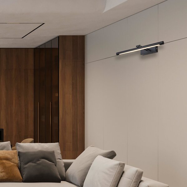Searchlight Holton LED punjiva zidna lampa, mat crna, širina 45 cm, CCT, prigušiva, Crno, Dnevni boravak/blagovaonica, Metal, Zidna utičnica ispod