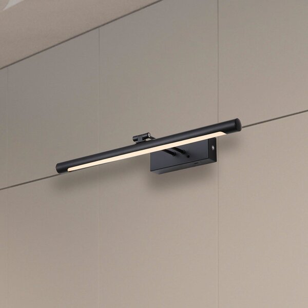 Searchlight Holton LED punjiva zidna lampa, mat crna, širina 45 cm, CCT, prigušiva, Crno, Dnevni boravak/blagovaonica, Metal, Zidna utičnica ispod