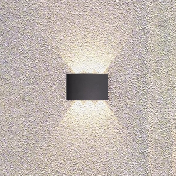 Searchlight LED vanjska zidna svjetiljka Shadows, širina 18 cm, crna, metal, Crno, Aluminij, Zidni kvadrat