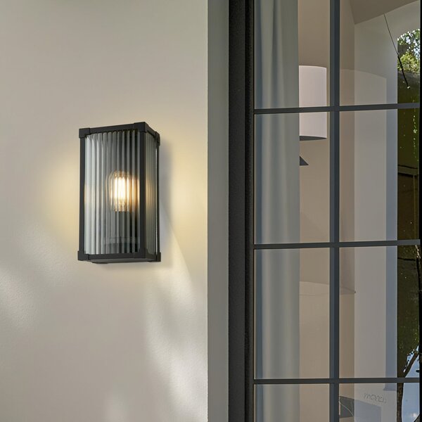 Searchlight Vanjska zidna svjetiljka Cincinnati, crna, širina 16 cm, metal, Crno, Aluminij