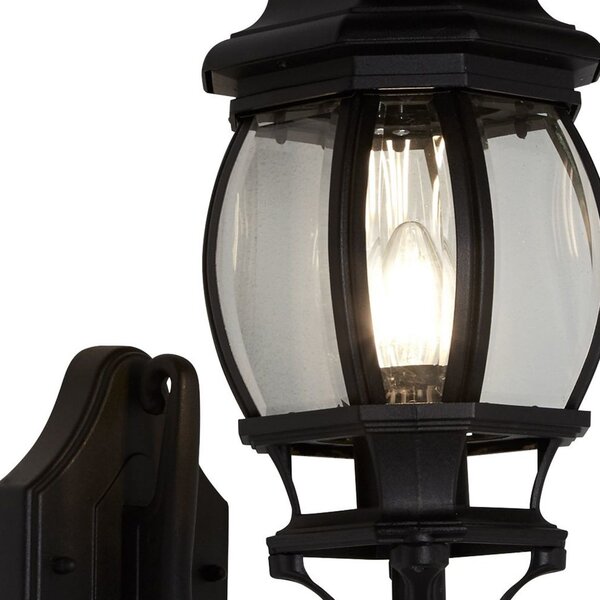 Searchlight Bel Aire vanjska zidna lampa, visina 46 cm, crna/prozirna metal/staklo, Crno, Aluminij, fenjer