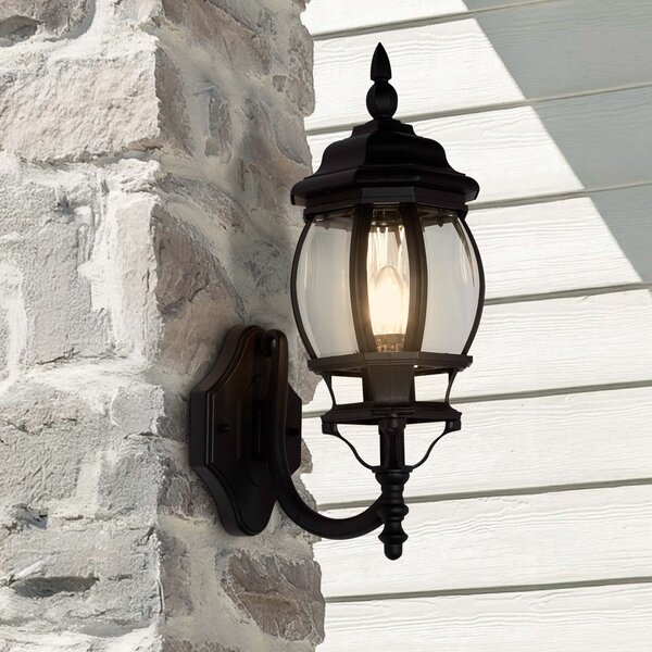 Searchlight Bel Aire vanjska zidna lampa, visina 46 cm, crna/prozirna metal/staklo, Crno, Aluminij, fenjer