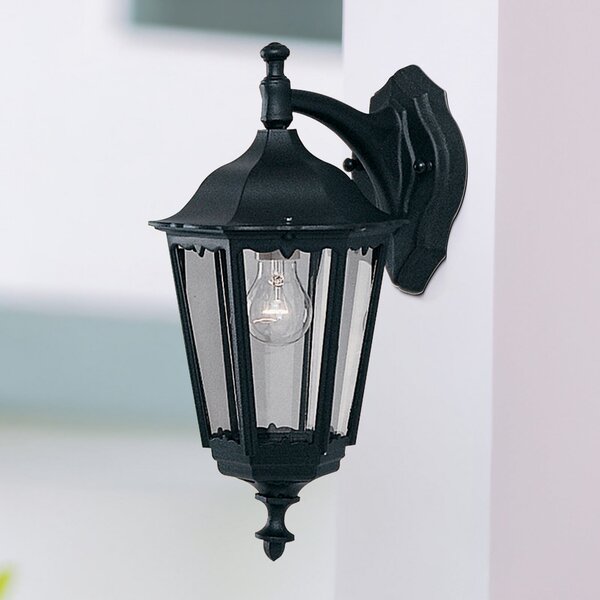 Searchlight Alex vanjska zidna lampa, visina 44 cm, crna/prozirna, metal/staklo, Crno, Aluminij, fenjer