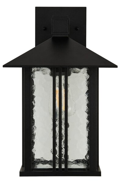 Searchlight Vanjska zidna svjetiljka Venice, crna, visina 36 cm, metal i staklo, prigušiva, Crno, Aluminij, Zidna utičnica ispod