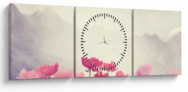 Slika - Makovi (sa satom) (90x30 cm)
