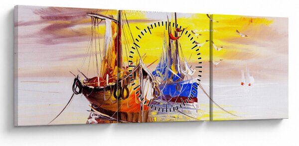 Slika - Slikani brodovi (sa satom) (90x30 cm)