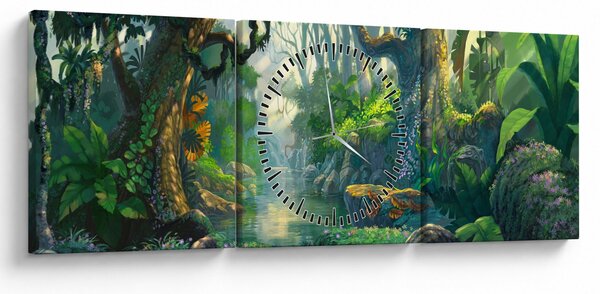 Slika - Ilustracija tropske šume (sa satom) (90x30 cm)