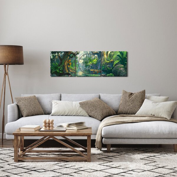 Slika - Ilustracija tropske šume (sa satom) (90x30 cm)