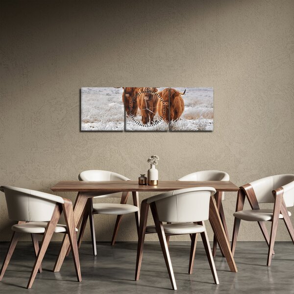 Slika - Škotske krave (sa satom) (90x30 cm)