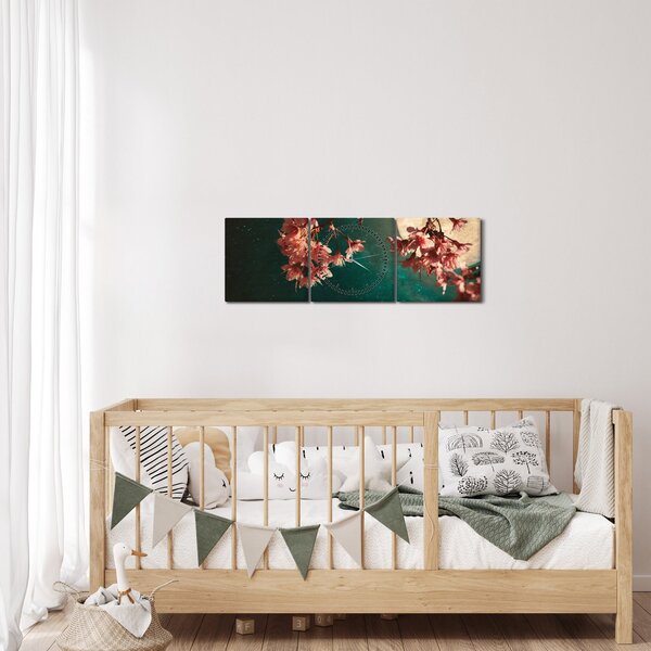 Slika - Sakura u punom mjesecu (sa satom) (90x30 cm)