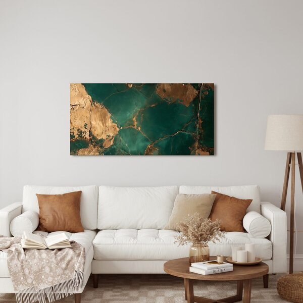 Slika luksuzna zeleno-zlatna mramorna kompozicija