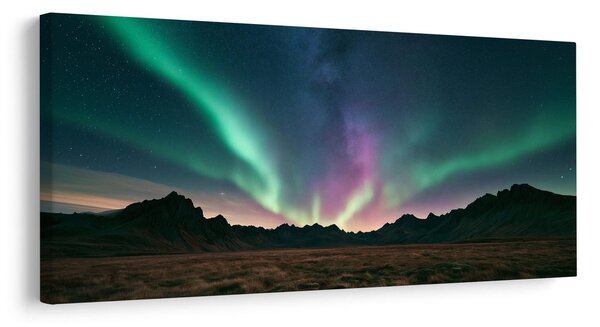 Slika šarena aurora nad krajolikom