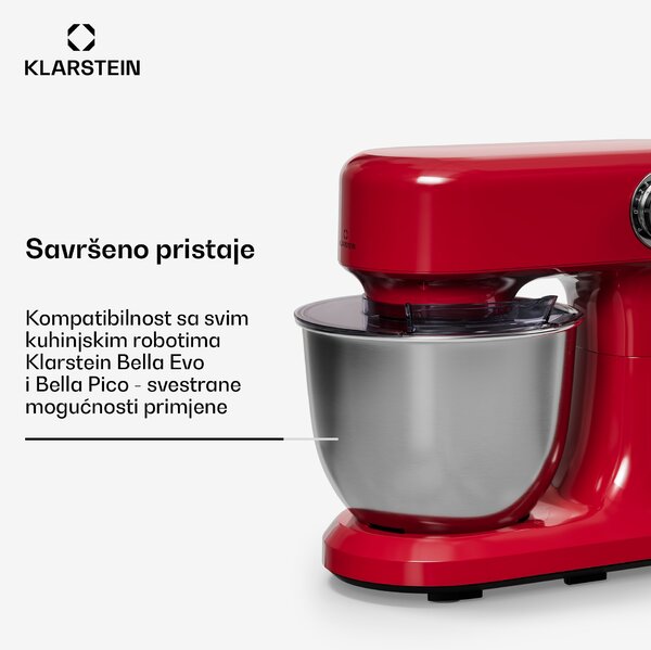Klarstein Bella Evo/Bella Pico zdjela za miješanje | nehrđajući čelik | 5 litara | 0,6 kg tijesta | pogodna za perilicu posuđa