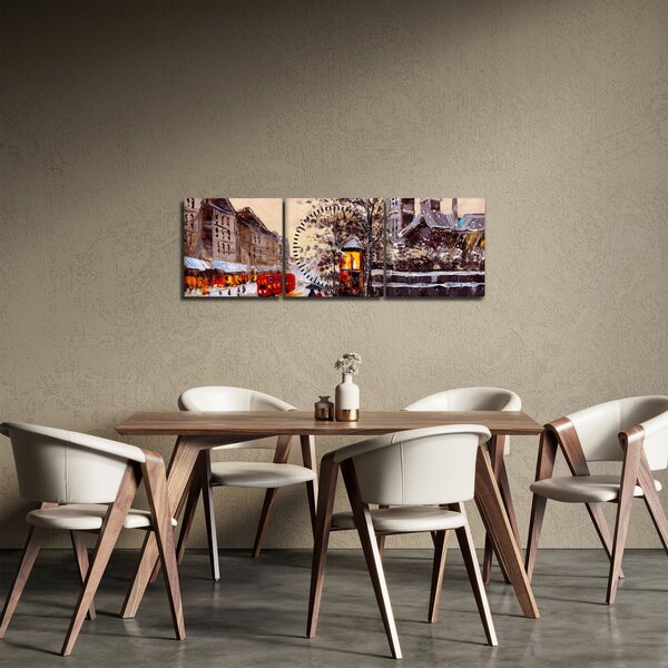 Slika -Slikani zimski grad (sa satom) (90x30 cm)