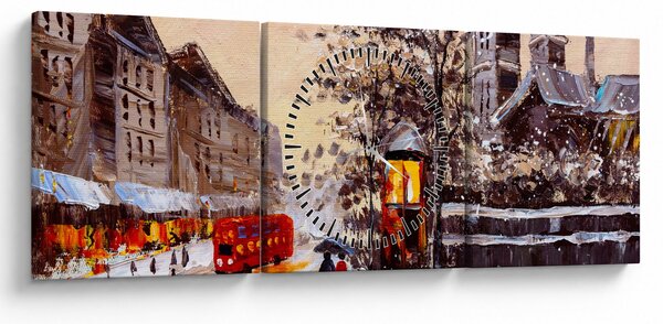 Slika -Slikani zimski grad (sa satom) (90x30 cm)