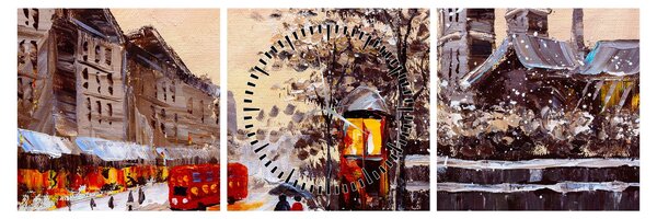 Slika -Slikani zimski grad (sa satom) (90x30 cm)