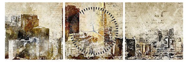 Slika - Umjetnički izveden grad (sa satom) (90x30 cm)