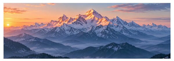 Slika alpska panorama pri izlasku sunca