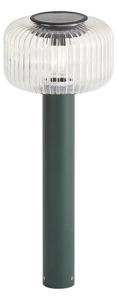 Moderna vanjska bitva zelena s rebrastim staklom uklj. LED solarna IP65 - Ribble Mushroom
